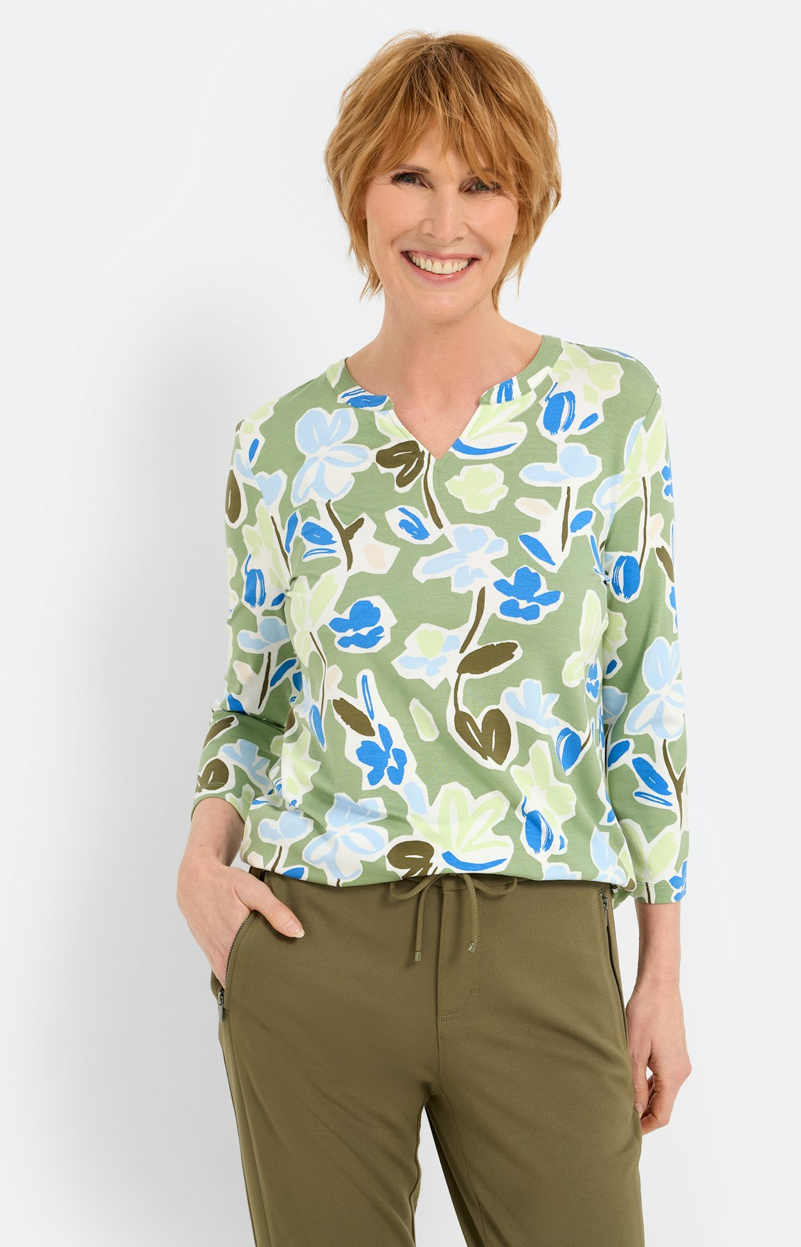 Shirt met gebloemde print, groen