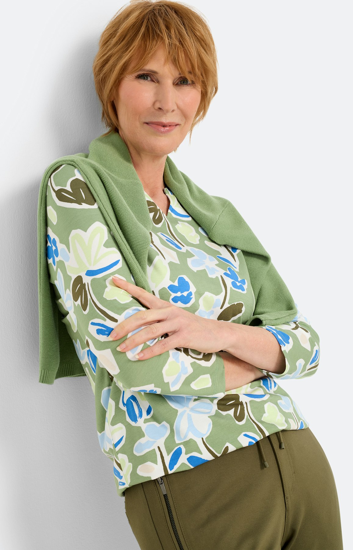 Shirt met gebloemde print, groen