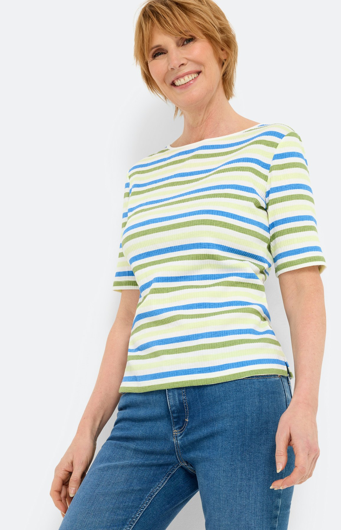 Shirt met seersuckerstructuur, groen