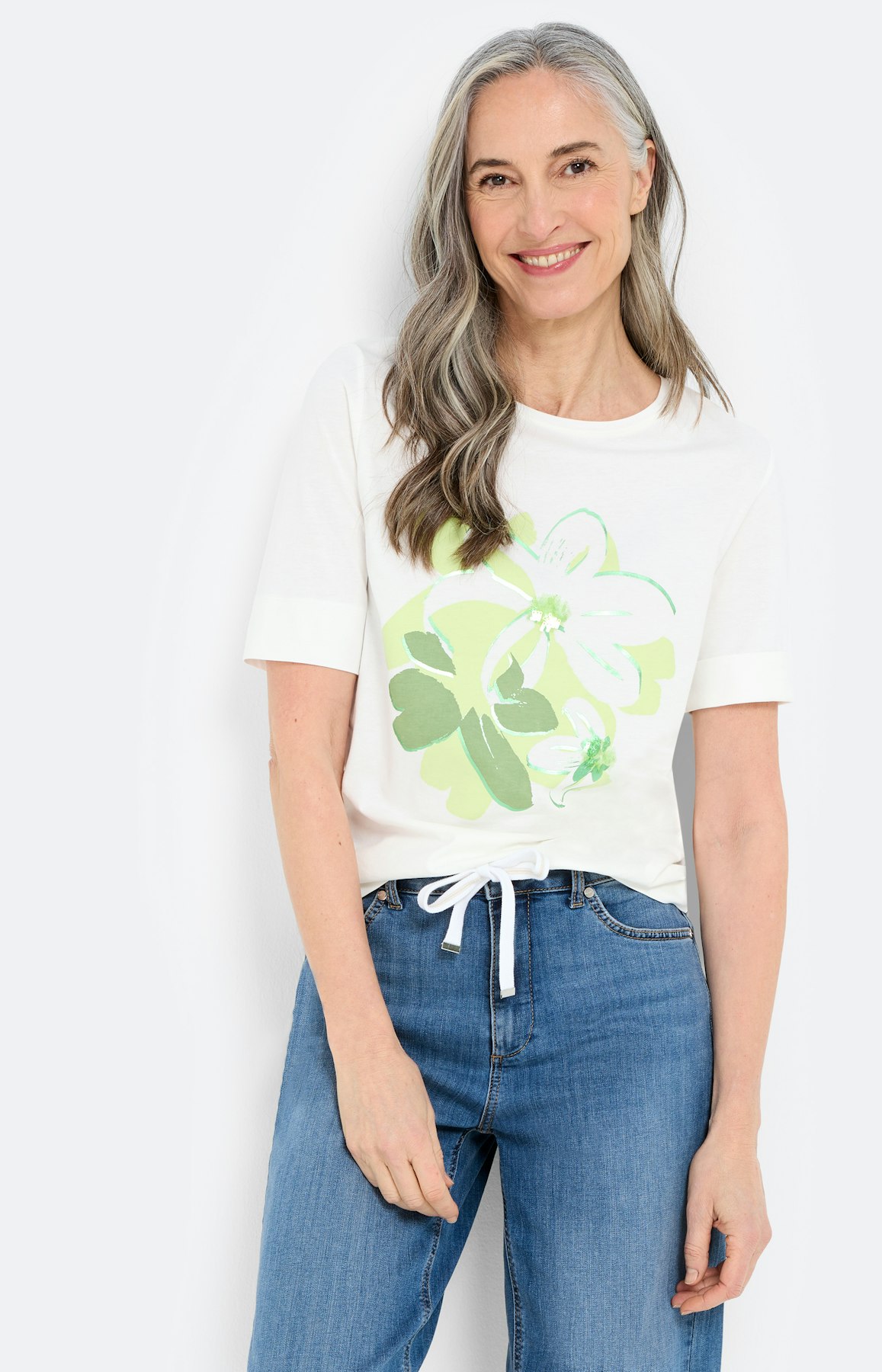 Shirt met folieprint, limoen