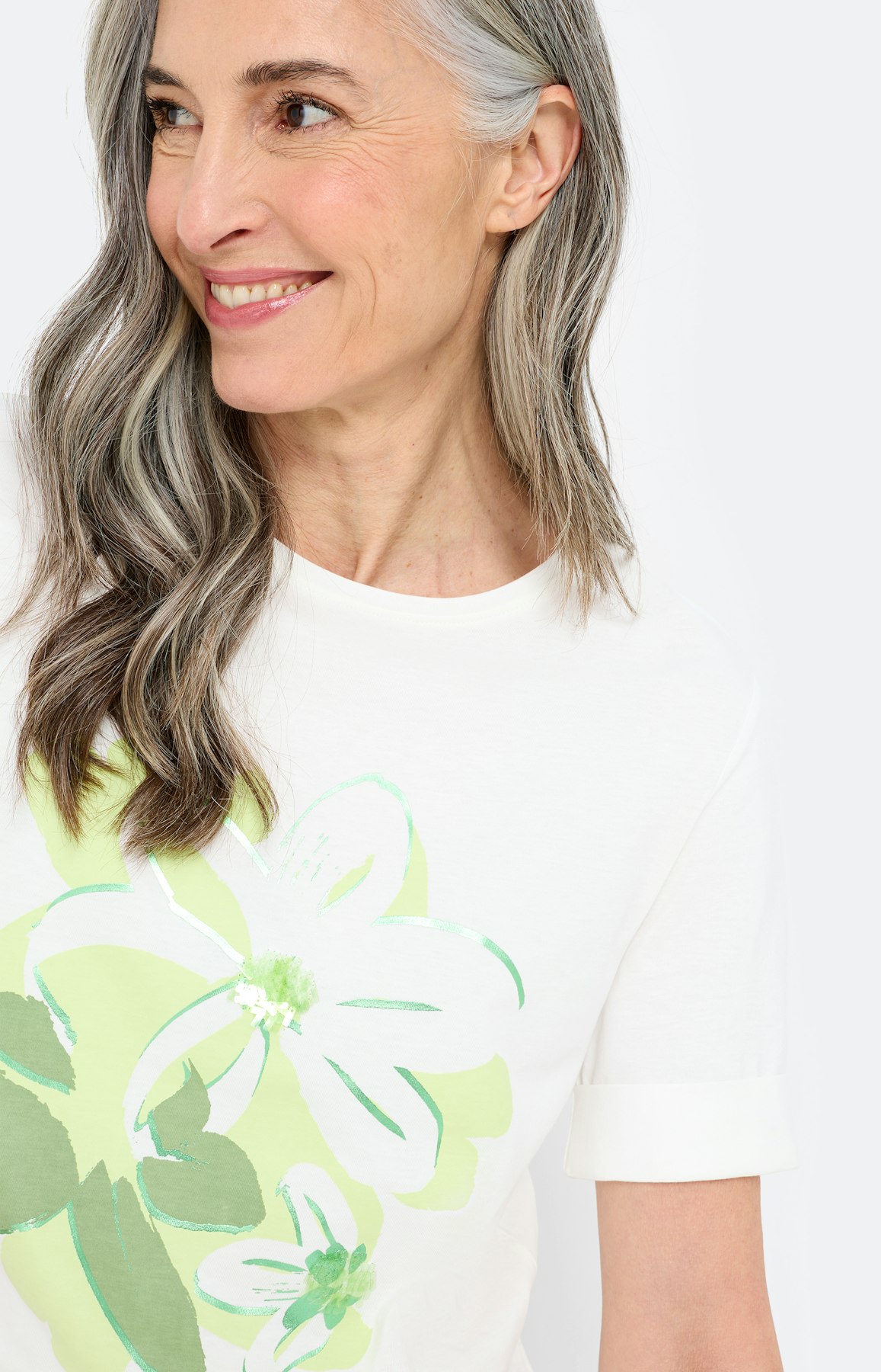 Shirt met folieprint, limoen