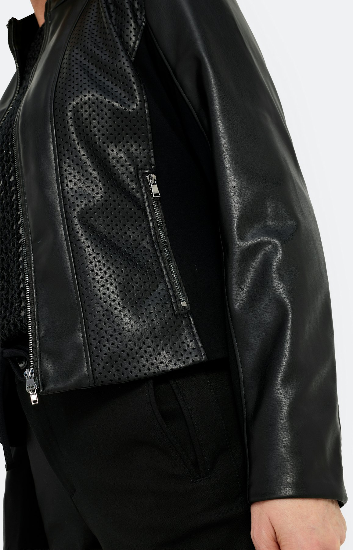 Jas van imitatieleer, zwart