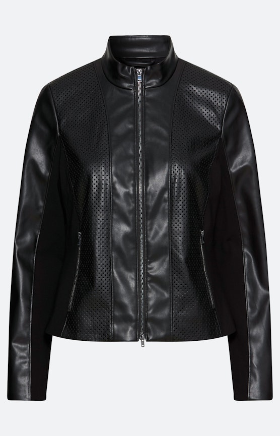 Jacke aus Lederimitat, schwarz