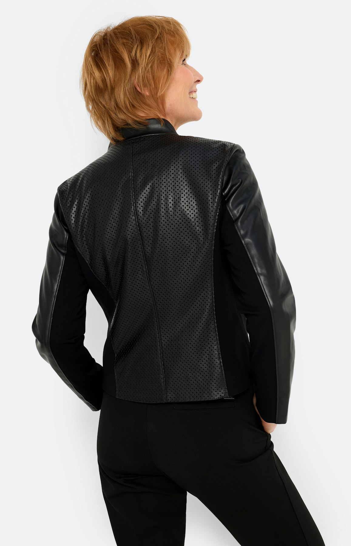 Jas van imitatieleer, zwart