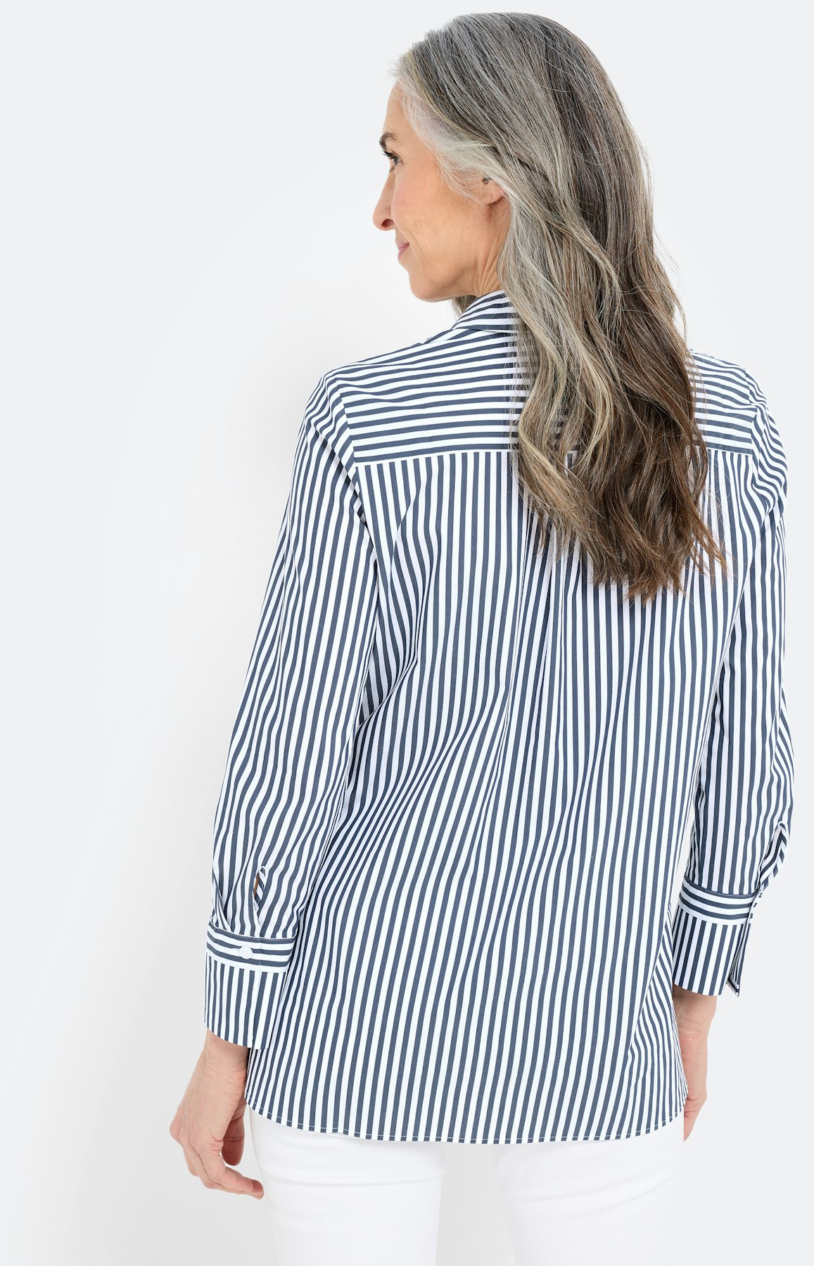 Overhemdblouse met strepen, navy