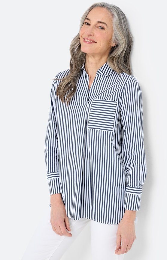 Hemdbluse mit Streifen, navy