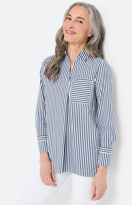 Overhemdblouse met strepen, navy
