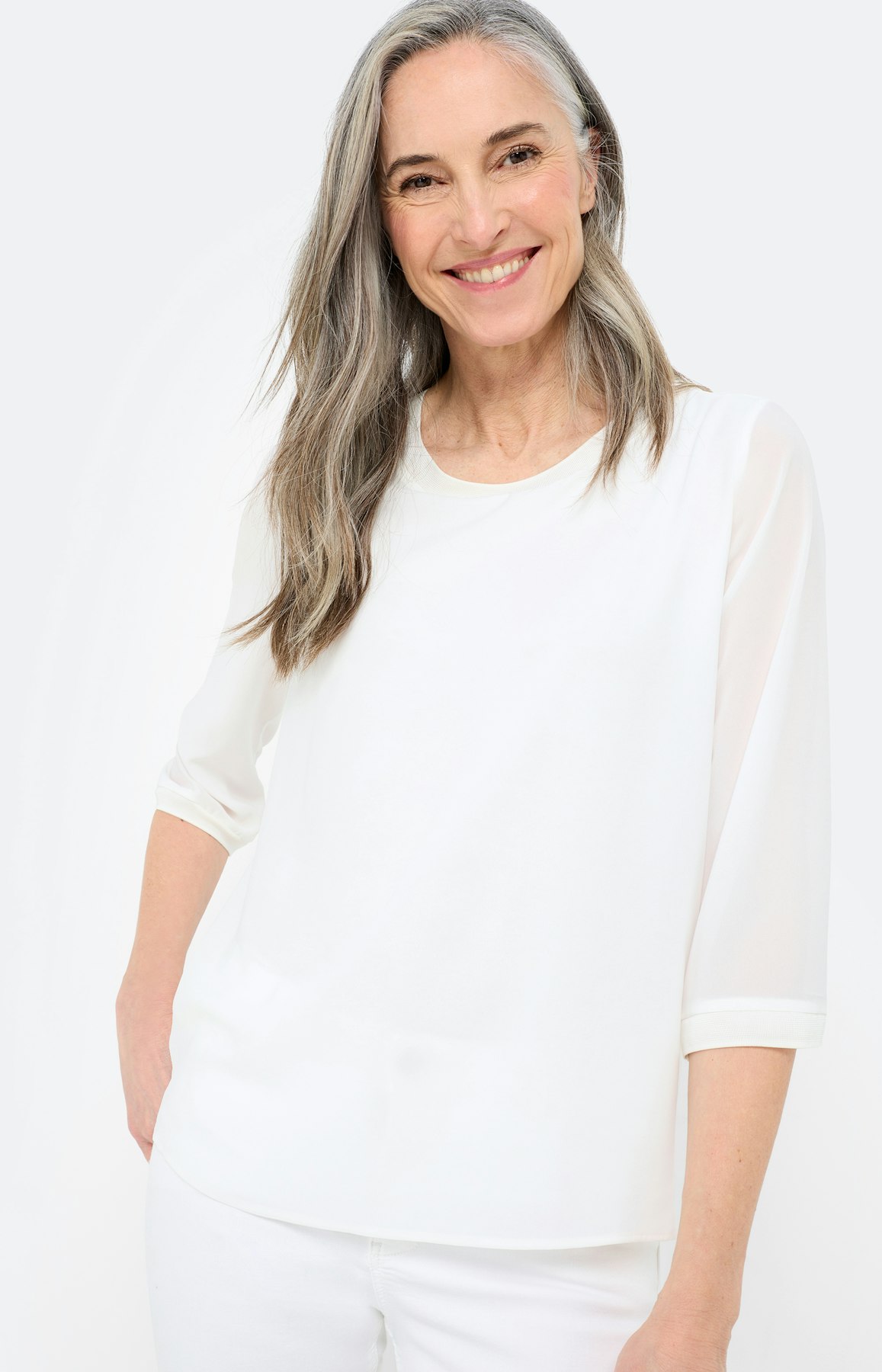 Shirt van chiffon, wit