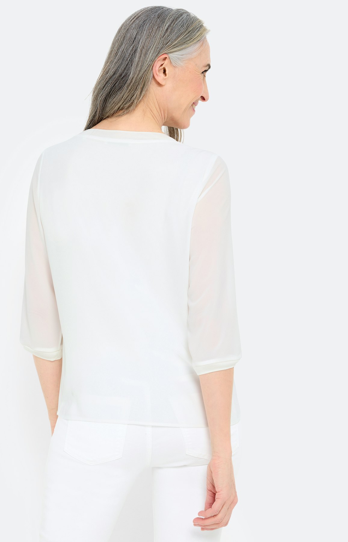 Shirt van chiffon, wit