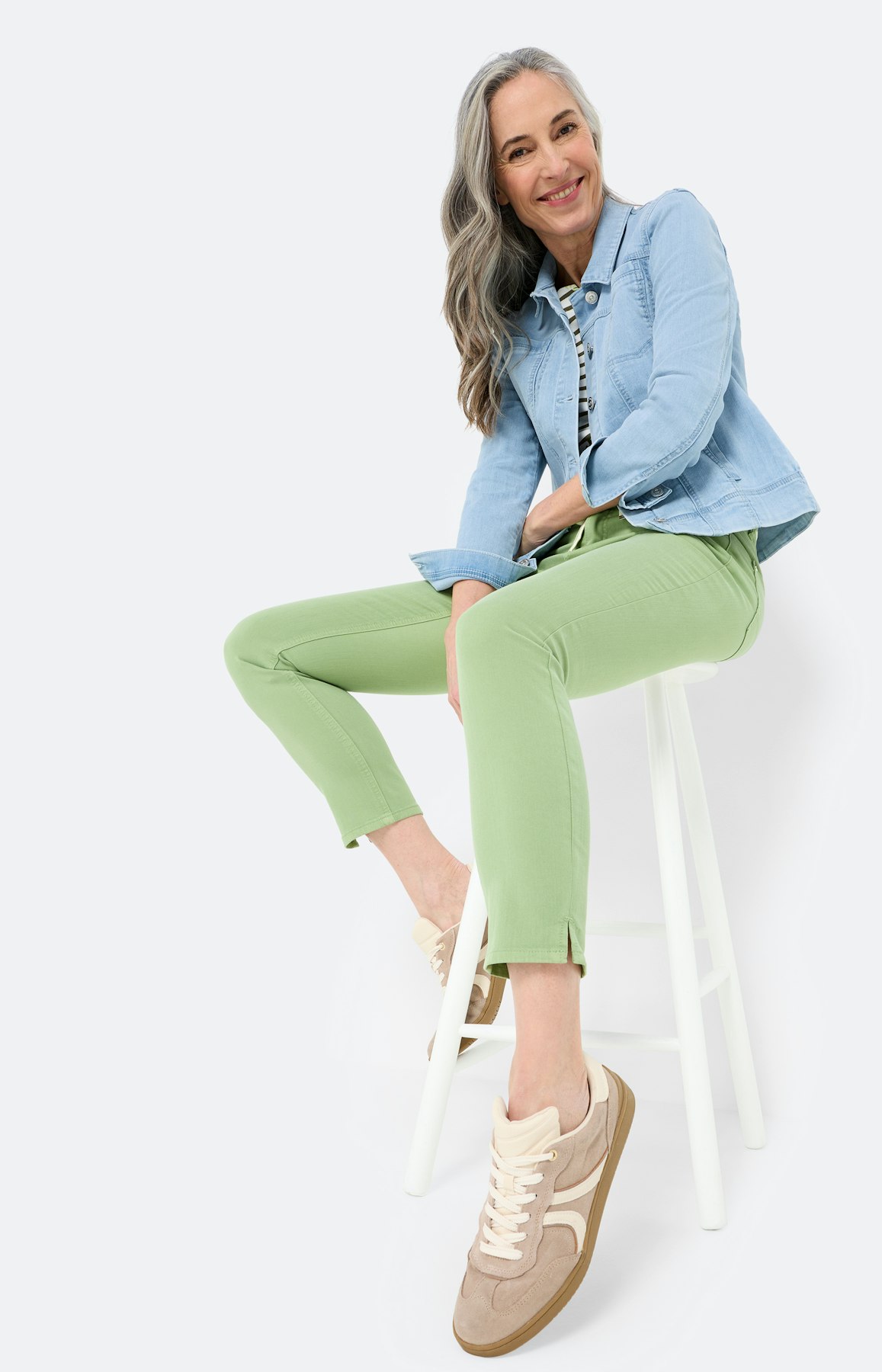 Jeans in slim fit 28 inch, groen