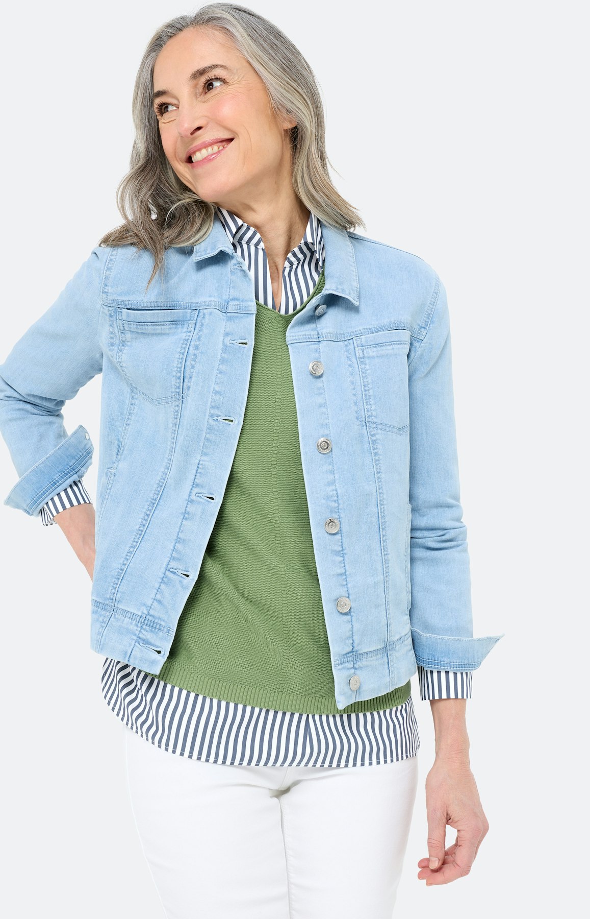 Blazer van denim, lichtblauw
