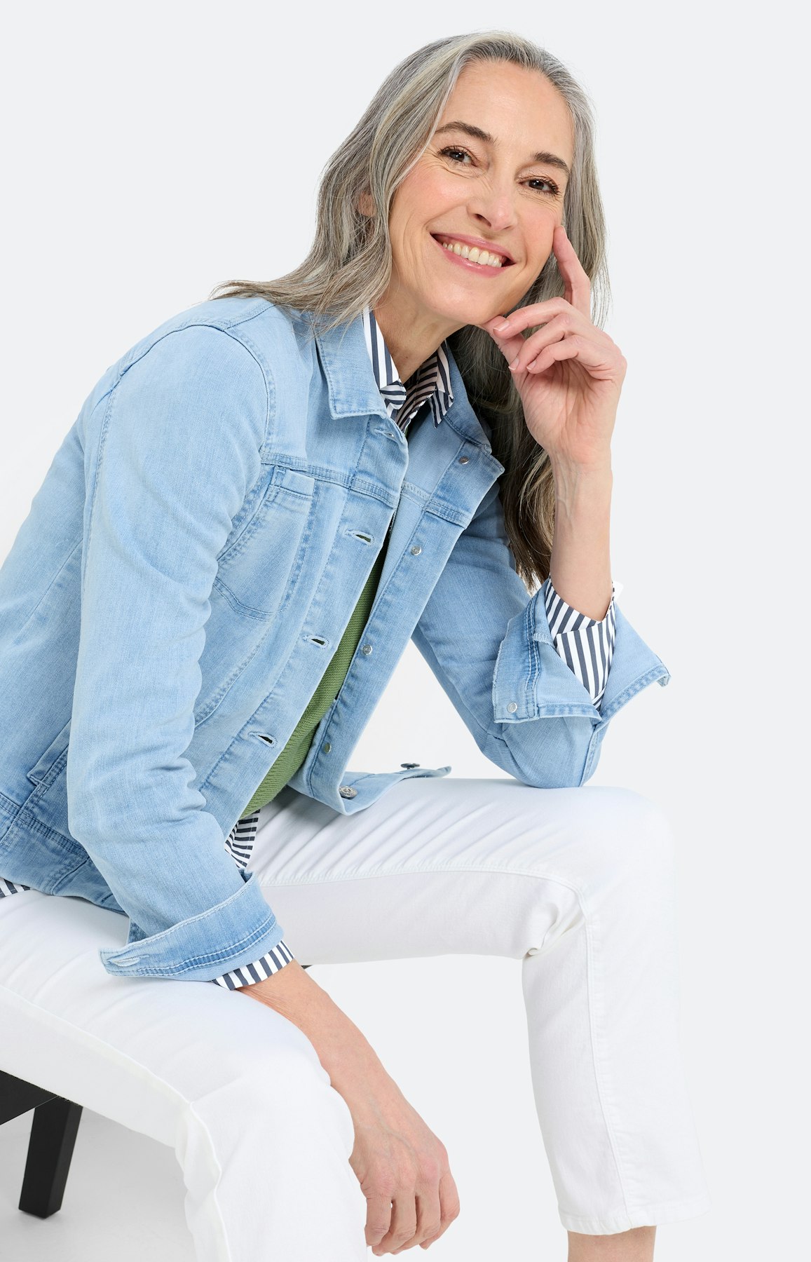 Blazer van denim, lichtblauw