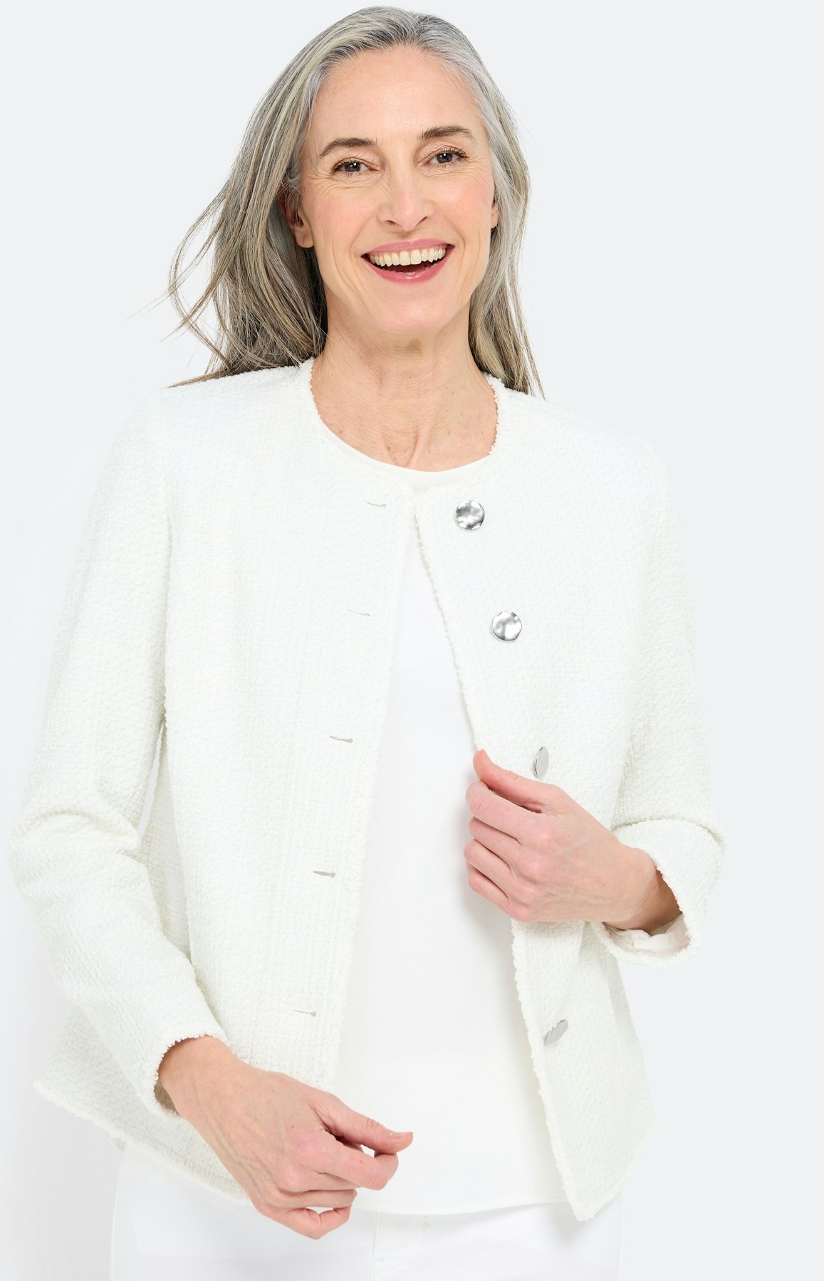 Blazer van tweed, wit