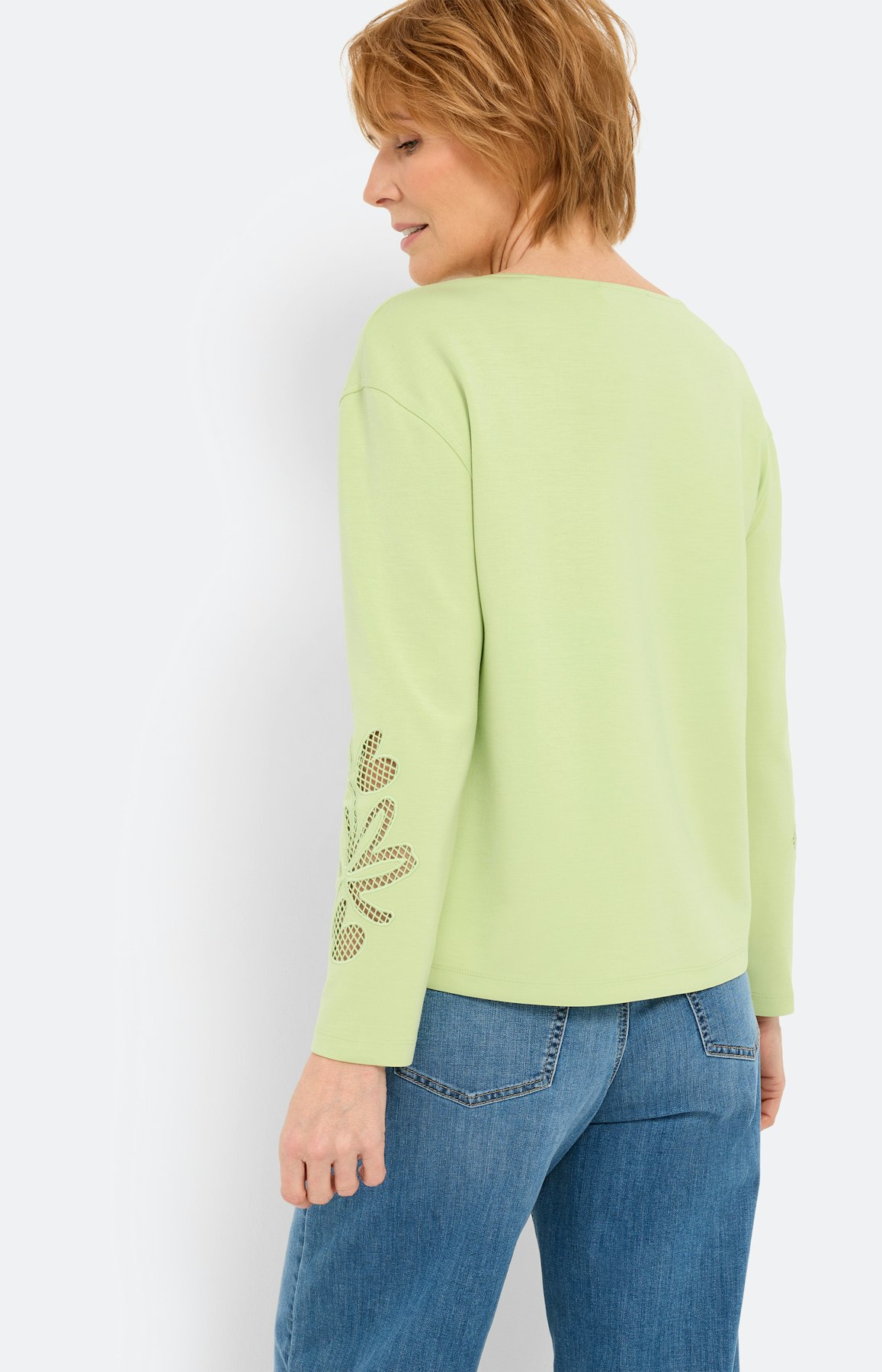 Sweatshirt met ajourborduursel, limoen