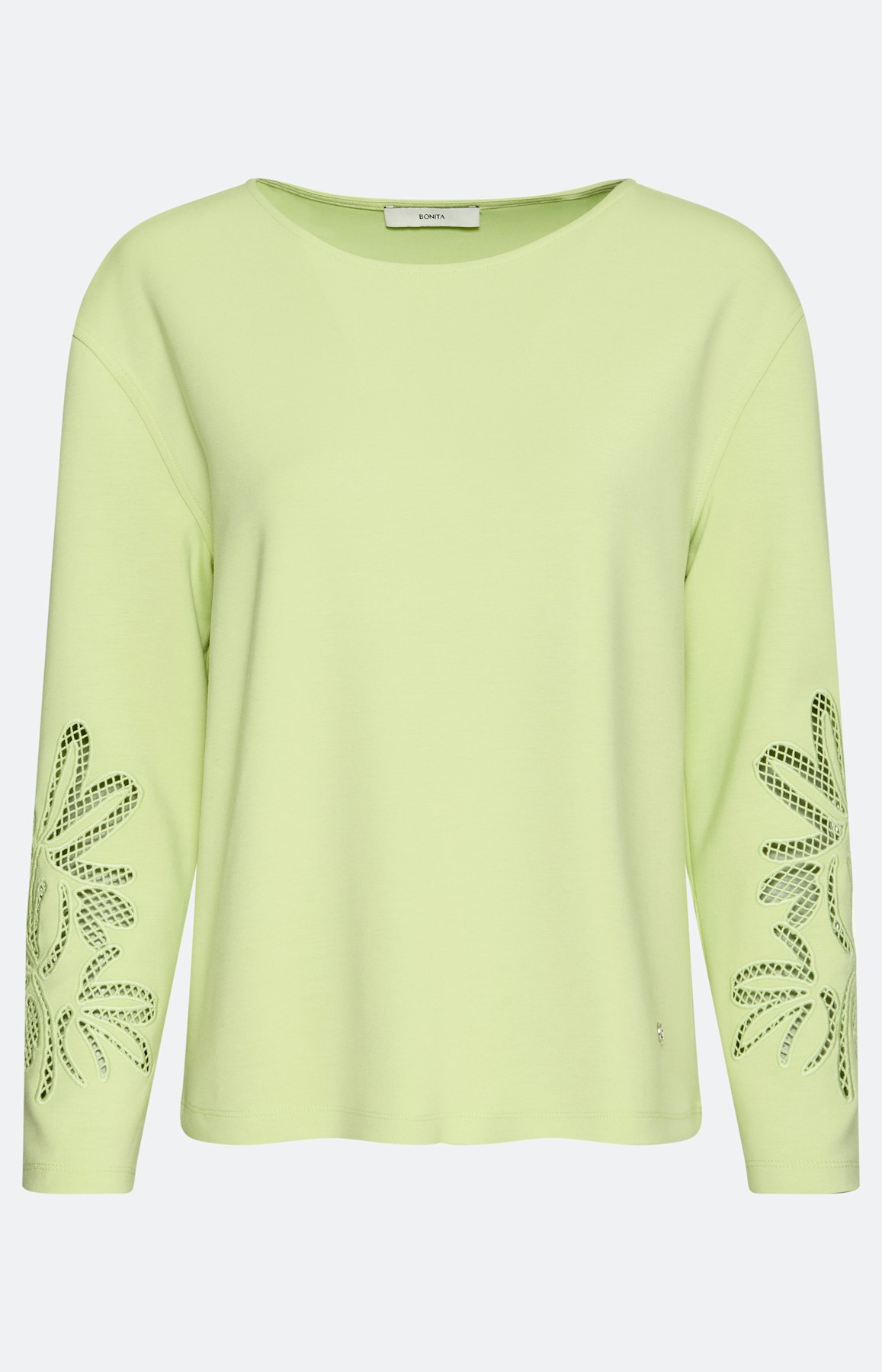 Sweatshirt met ajourborduursel, limoen