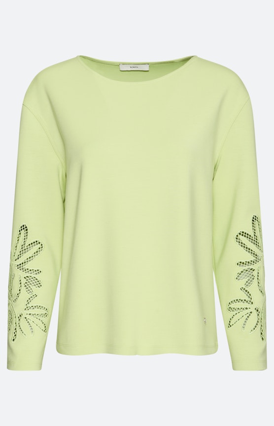 Sweatshirt met ajourborduursel, limoen