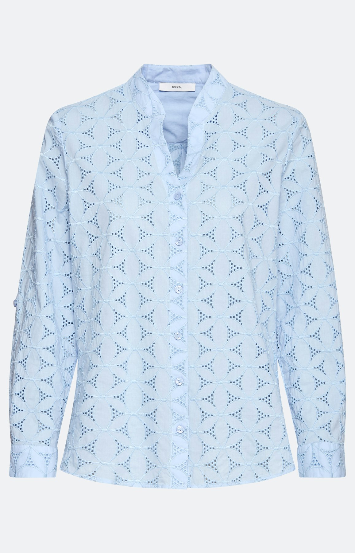 Blouse met ajourborduursel, lichtblauw