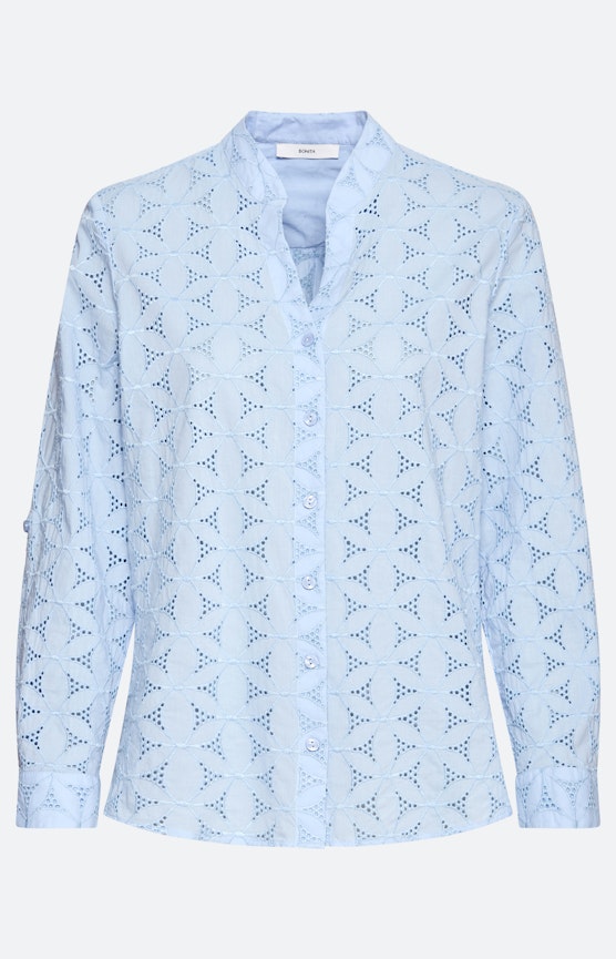 Blouse met ajourborduursel, lichtblauw