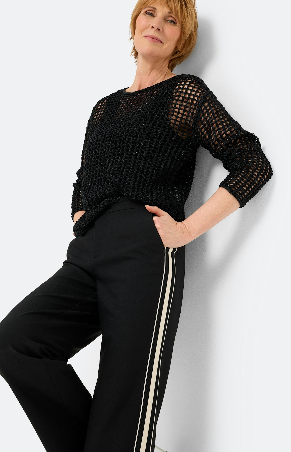 Marlene-broek met stretch 30 inch, zwart