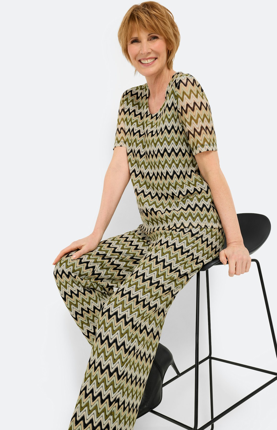 Shirt met zigzagmotief, zwart