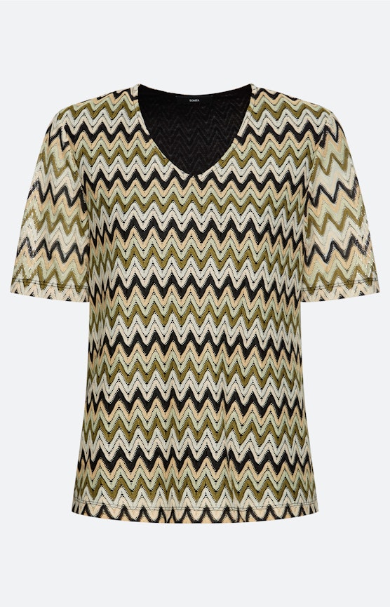 Shirt met zigzagmotief, zwart