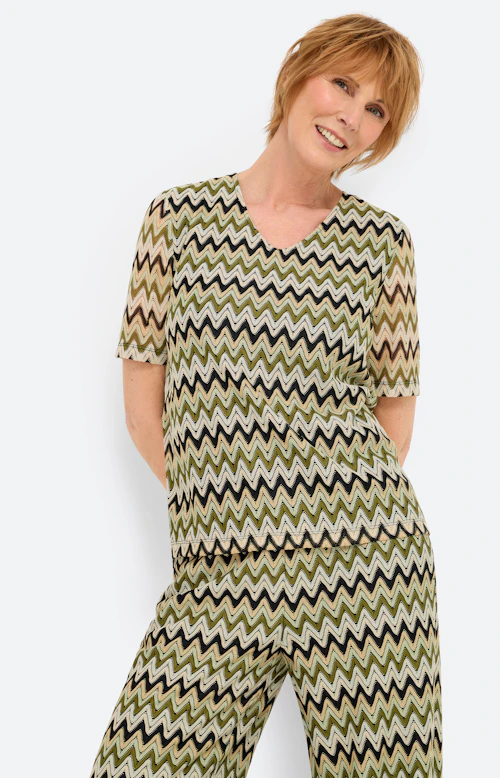 Shirt met zigzagmotief, zwart