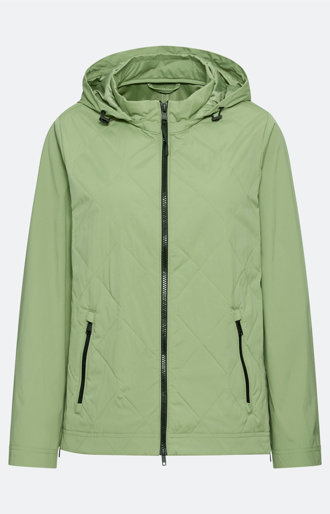 Gewatteerde jas met ritsdetails, groen