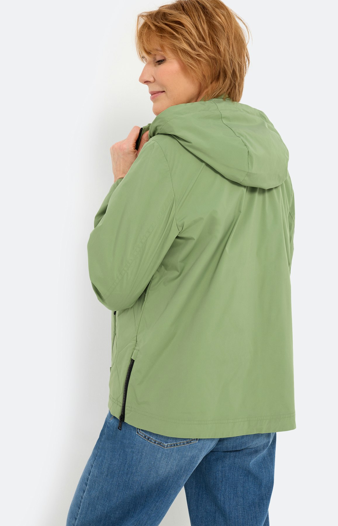 Gewatteerde jas met ritsdetails, groen