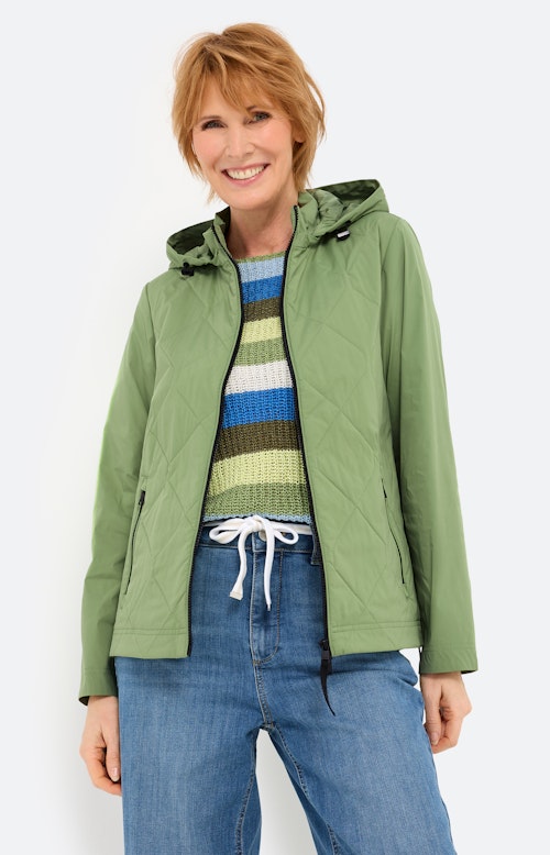 Gewatteerde jas met ritsdetails, groen