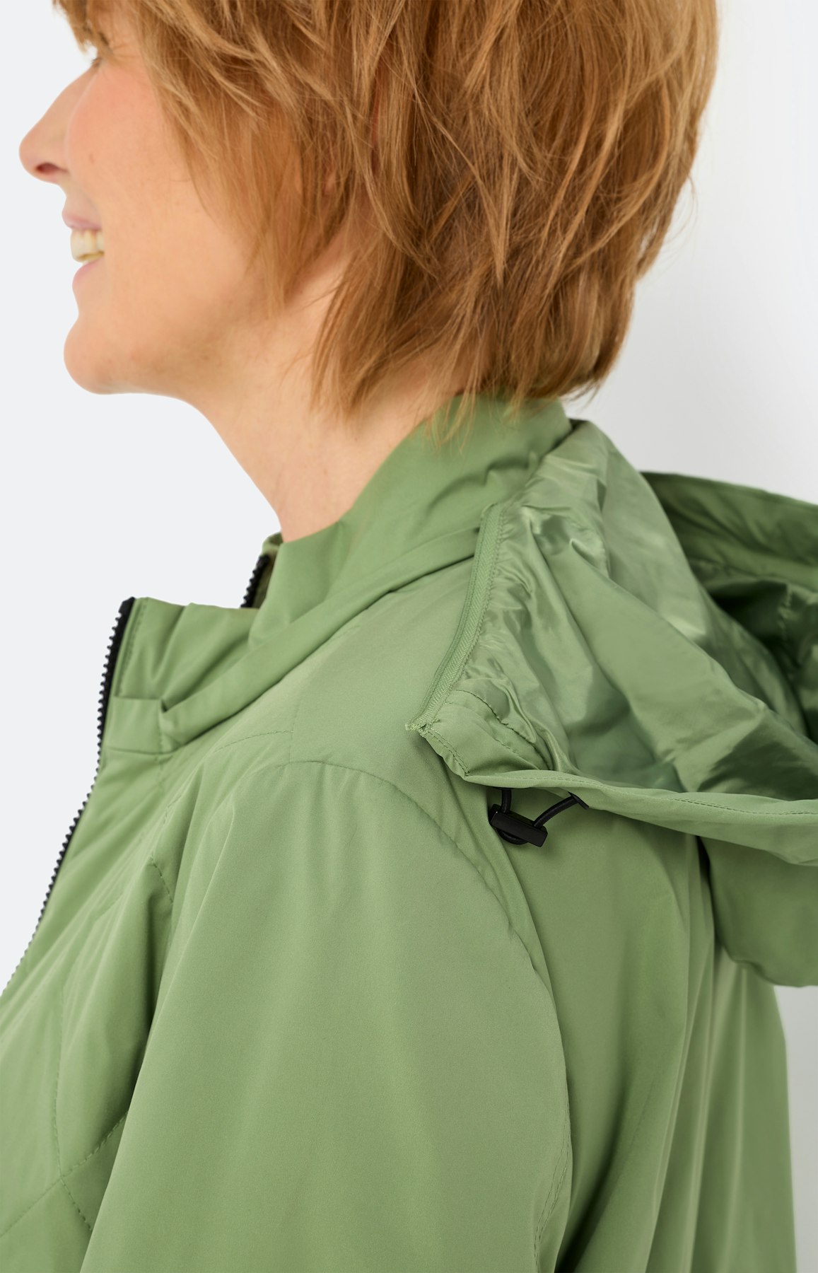 Gewatteerde jas met ritsdetails, groen