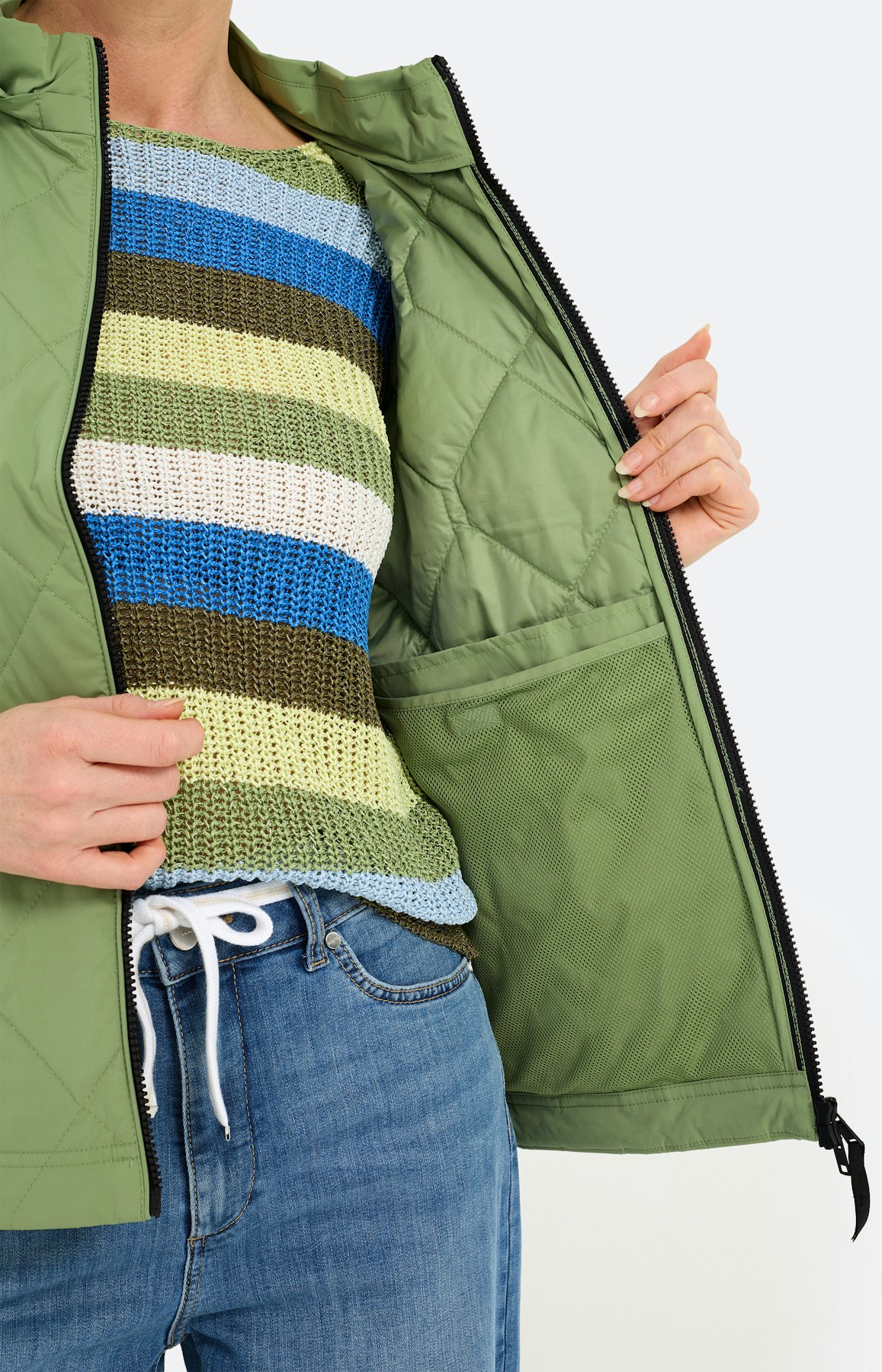 Gewatteerde jas met ritsdetails, groen