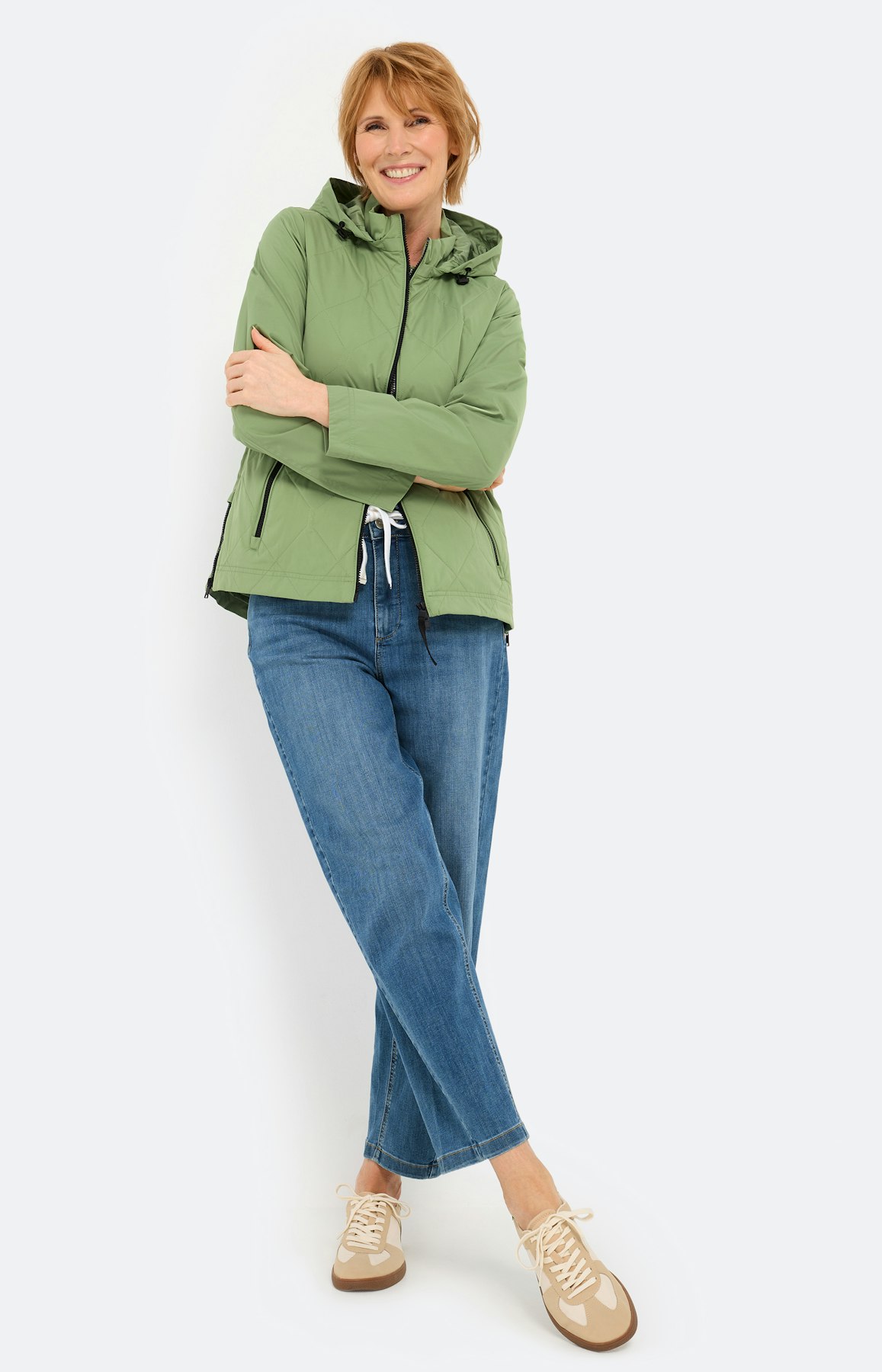 Gewatteerde jas met ritsdetails, groen