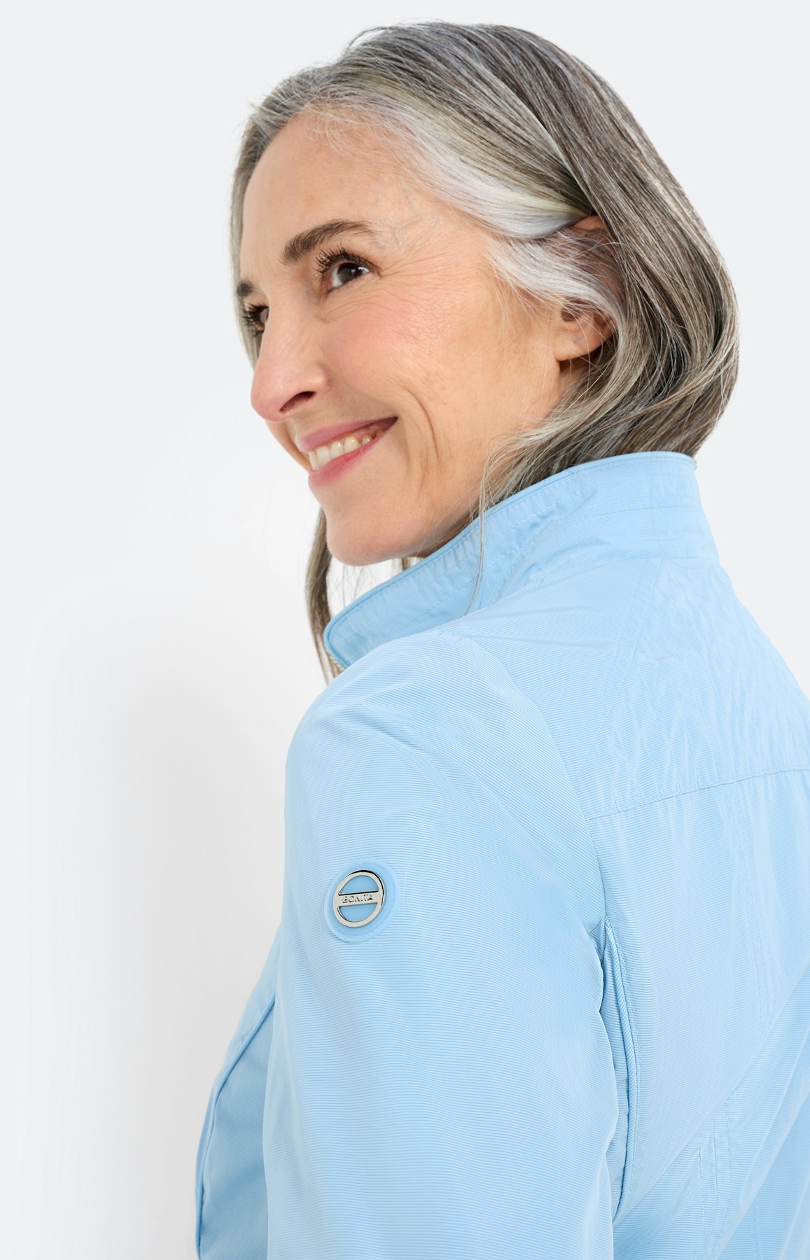 Jas met siernaden, lichtblauw