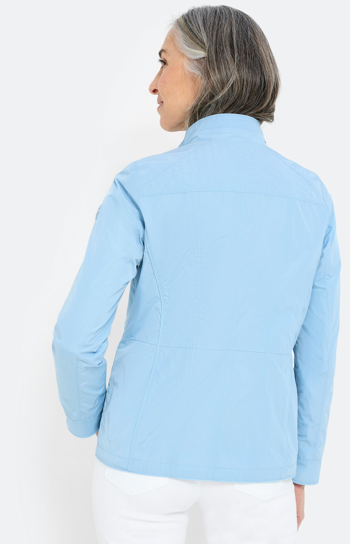 Jas met siernaden, lichtblauw