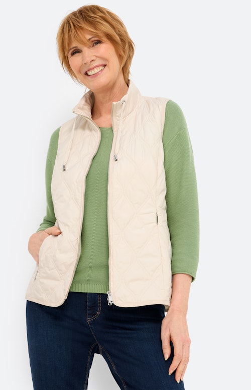 Bodywarmer met opstaande kraag, zand