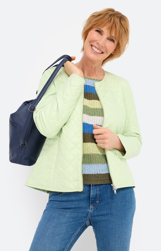 Jacke aus Lederimitat, limette