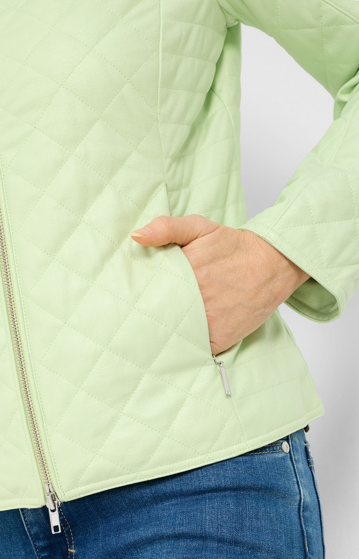 Jas van imitatieleer, limoen