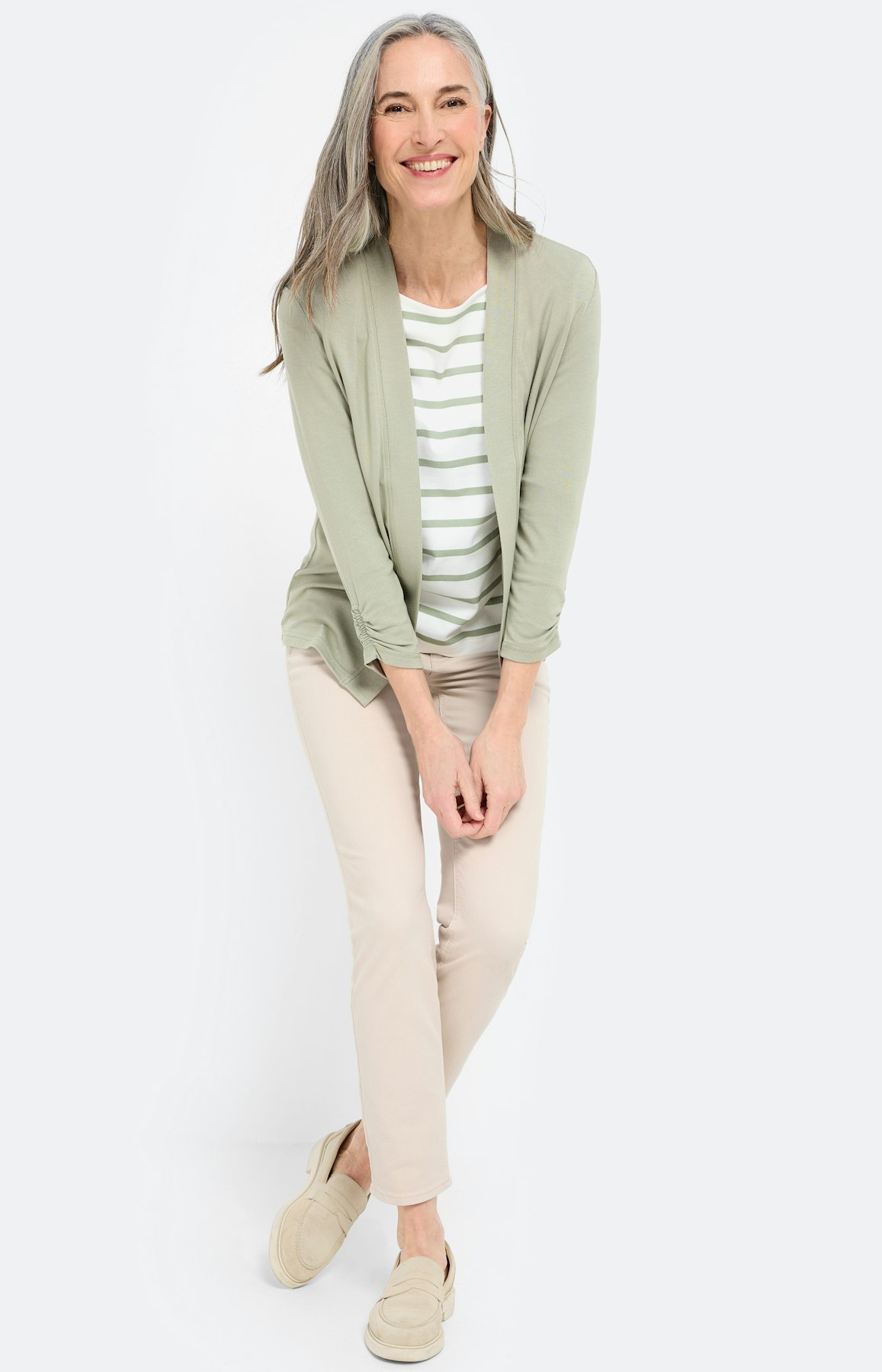 Shirt in streepdessin, grasgroen