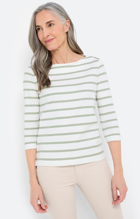 Shirt in streepdessin, grasgroen