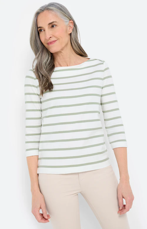 Shirt in streepdessin, grasgroen