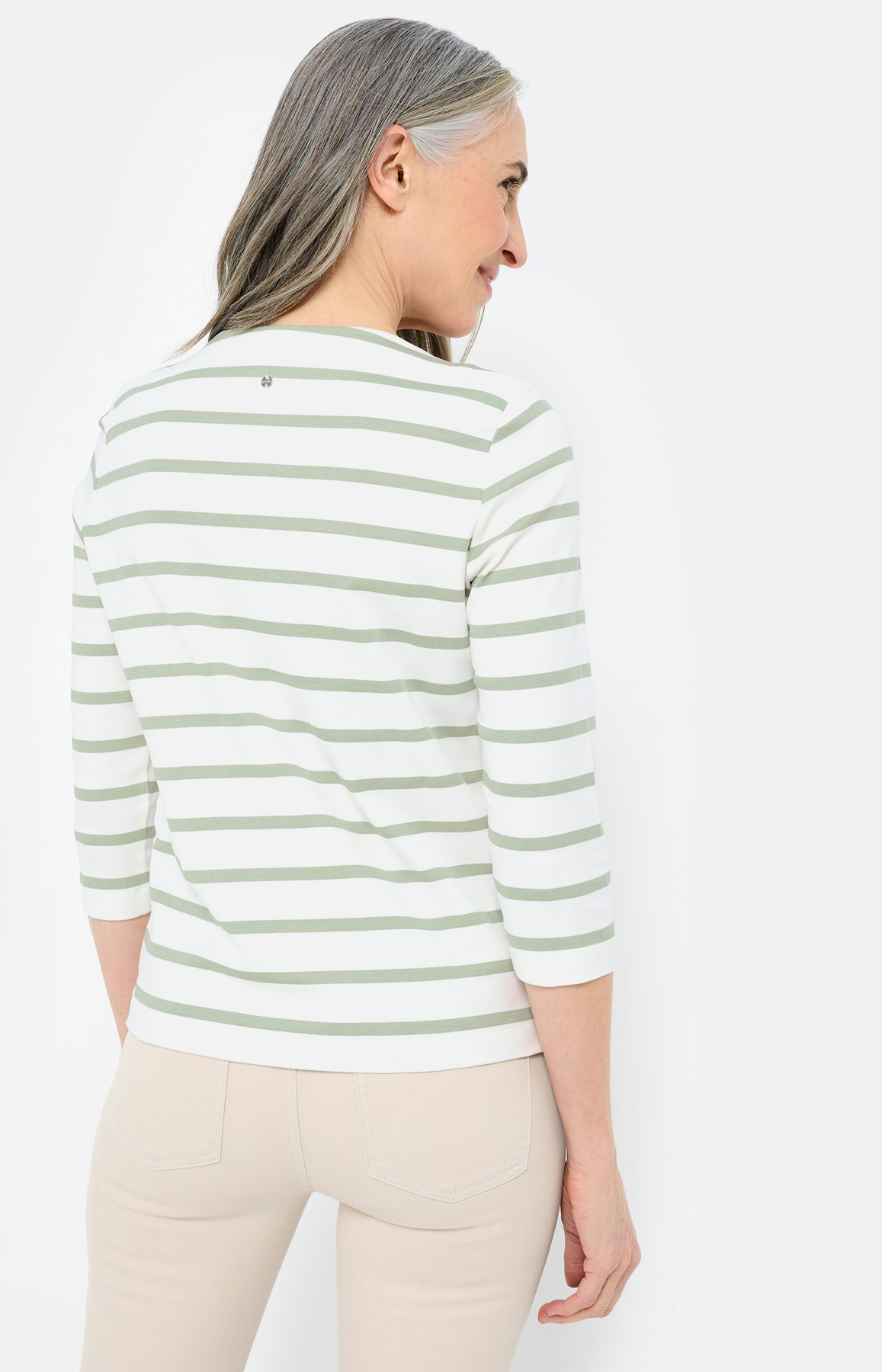 Shirt in streepdessin, grasgroen