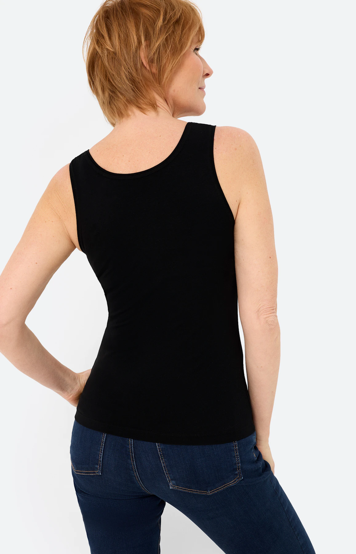 Top met ronde hals, zwart