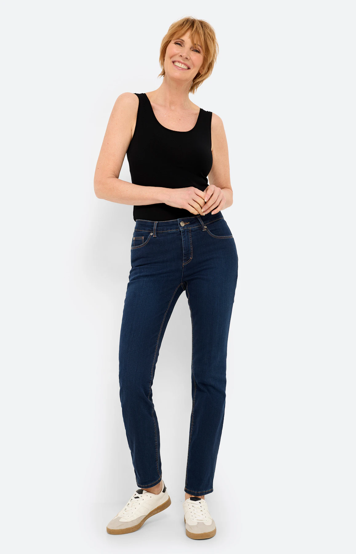 Top met ronde hals, zwart