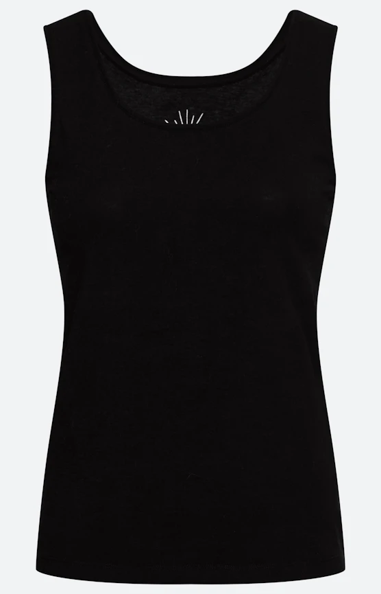 Top mit Rundhalsausschnitt, schwarz
