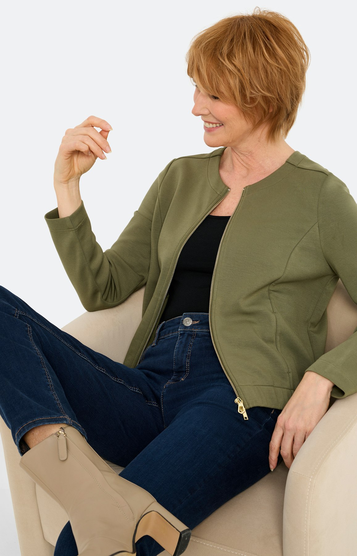 Sweatvest met plooien, bronskleur