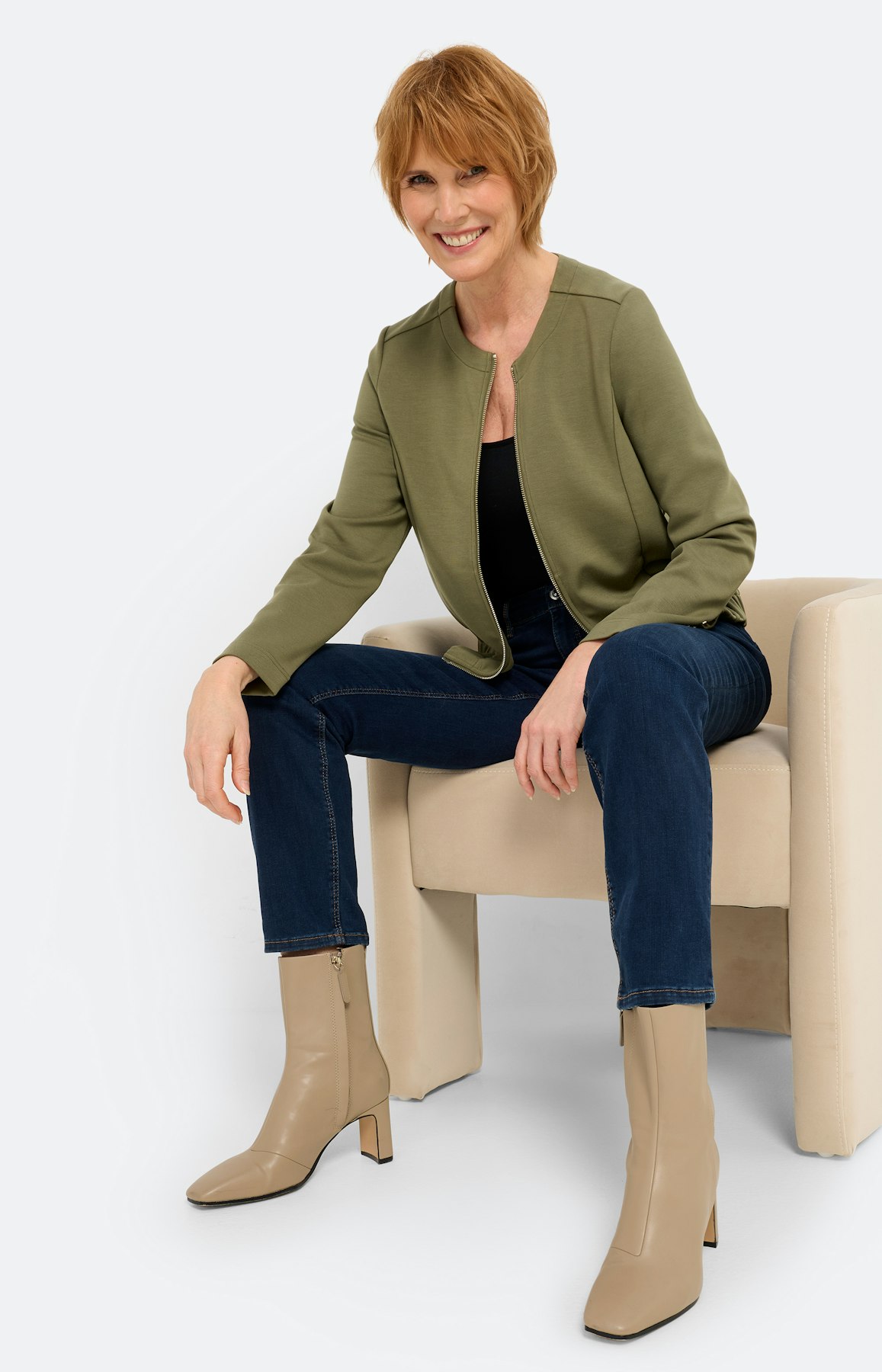 Sweatvest met plooien, bronskleur