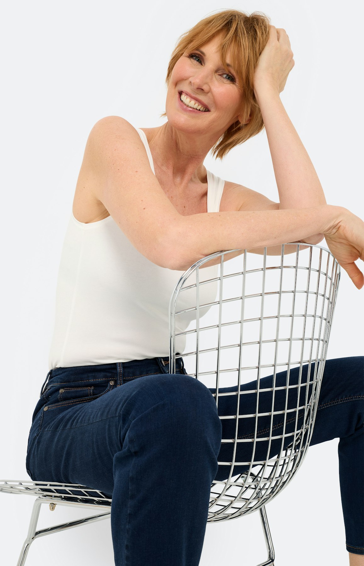 Top met ronde hals, wit