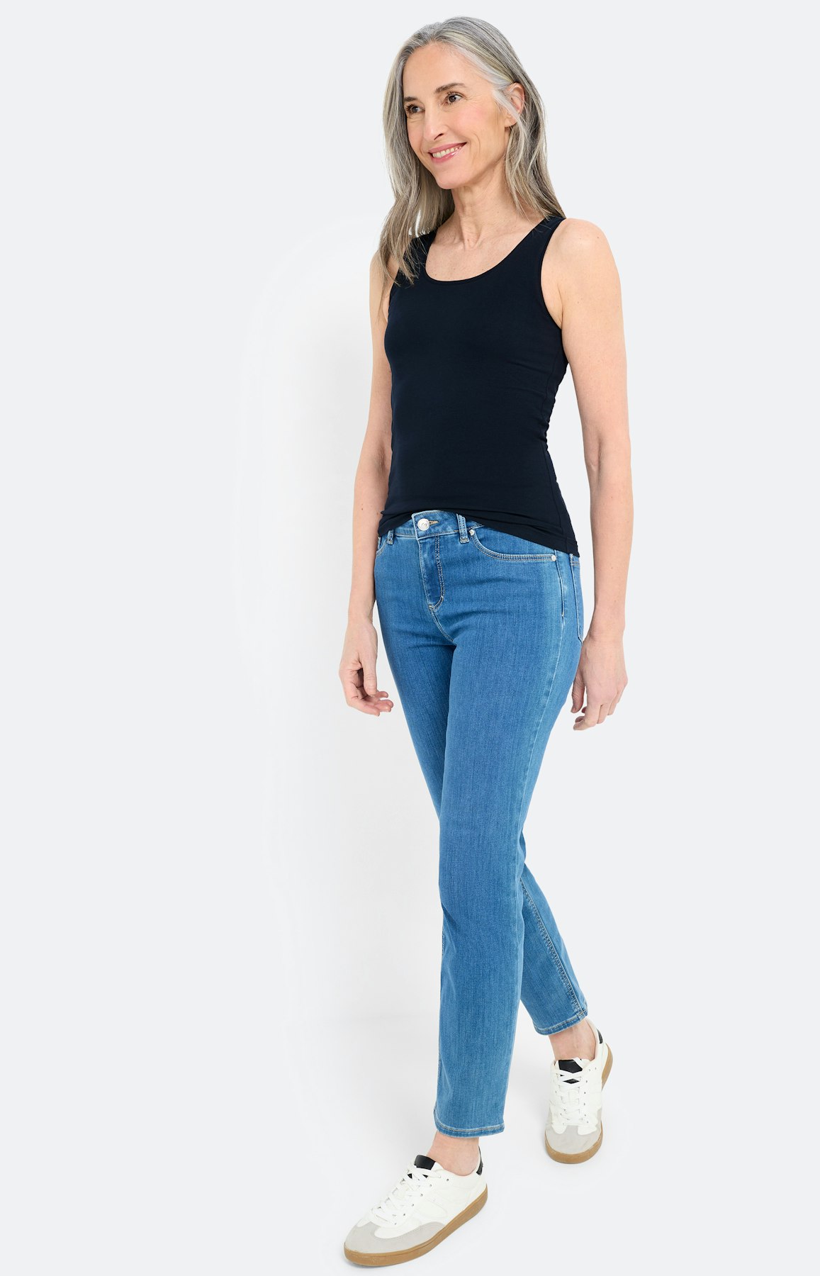 Top met ronde hals, navy