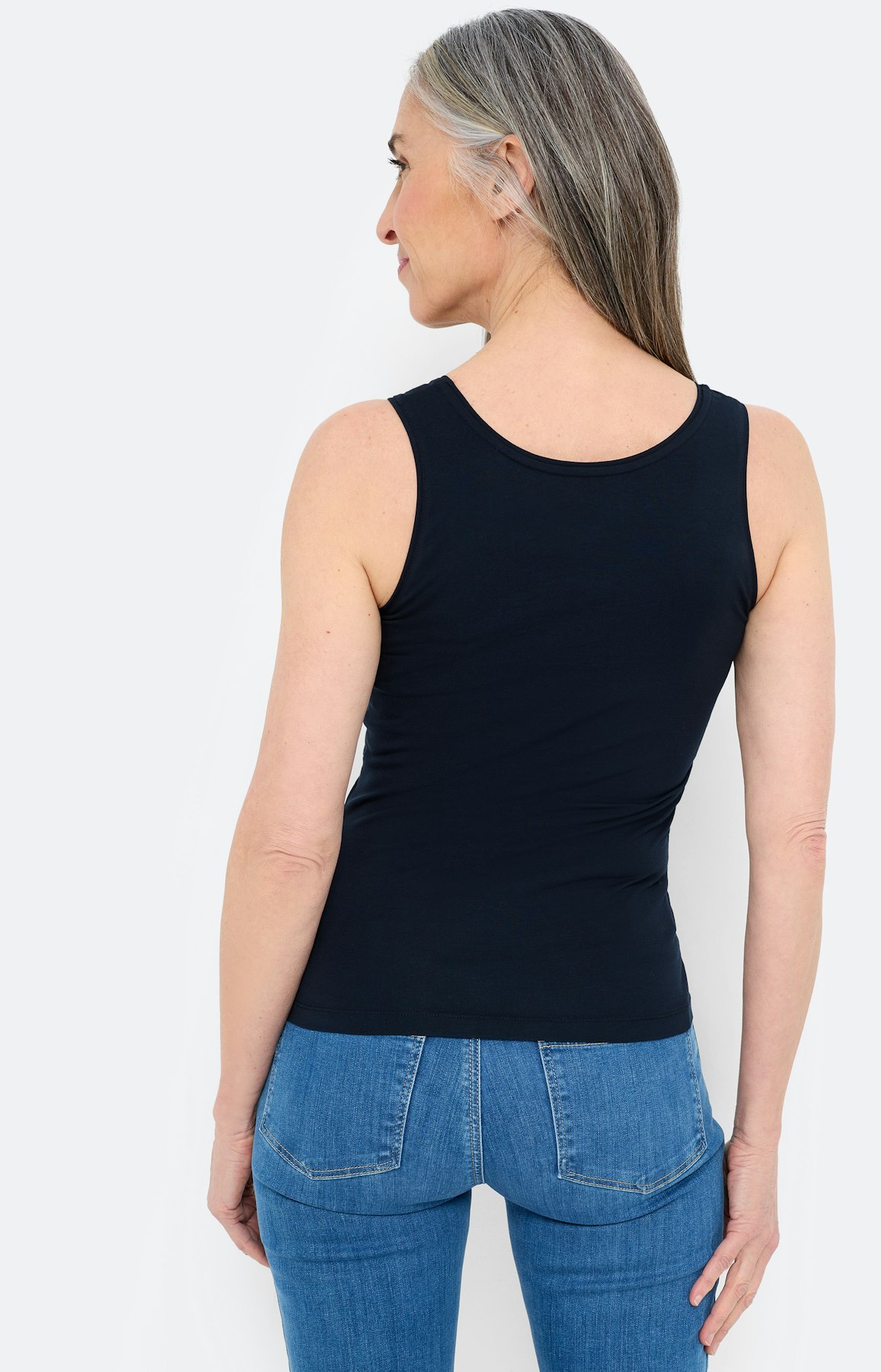 Top met ronde hals, navy