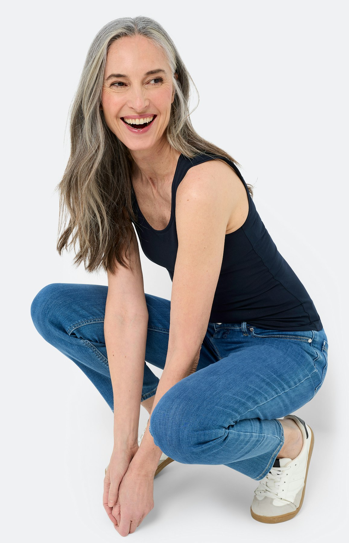 Top met ronde hals, navy